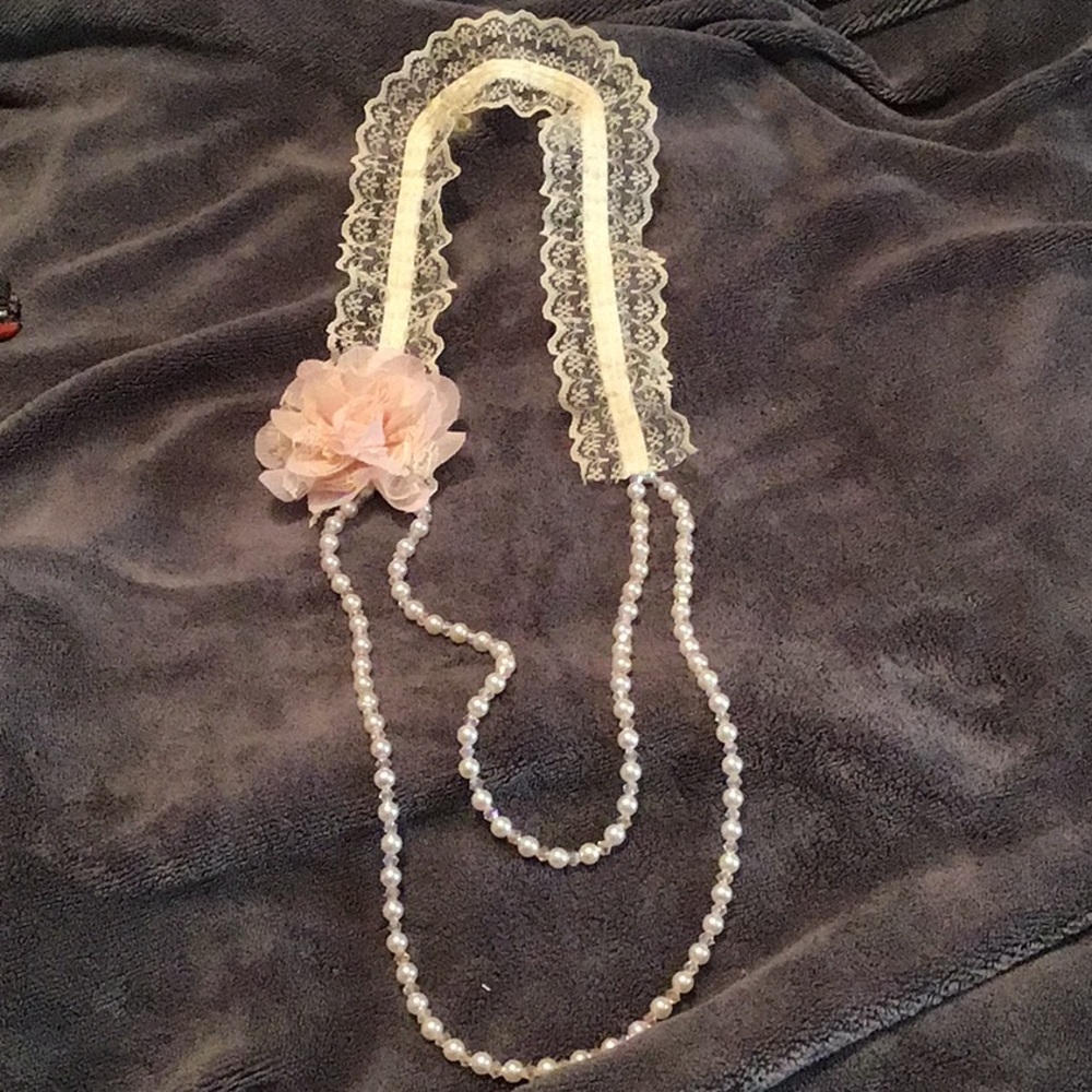 Beaded Pearls and Lace Necklace